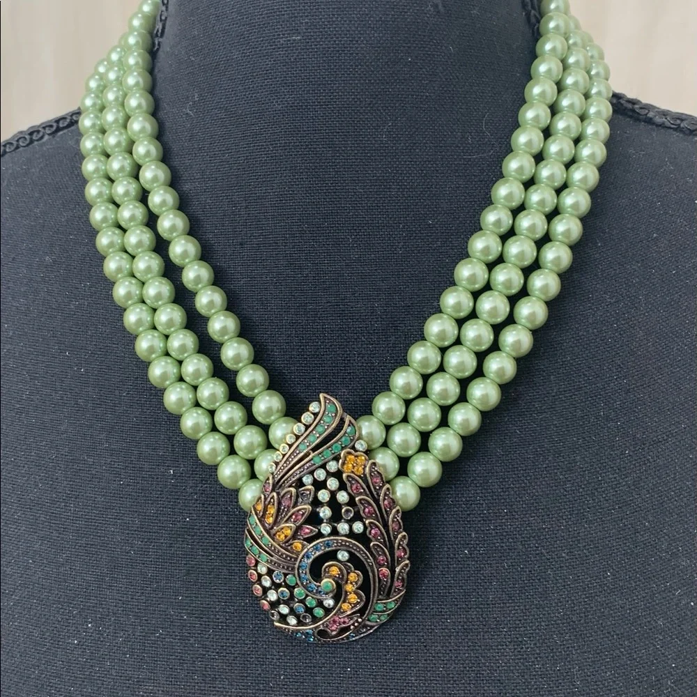 Heidi Daus TEARED TAPESTRY 3 Strand NECKLACE Paisley - Picture 7 of 10